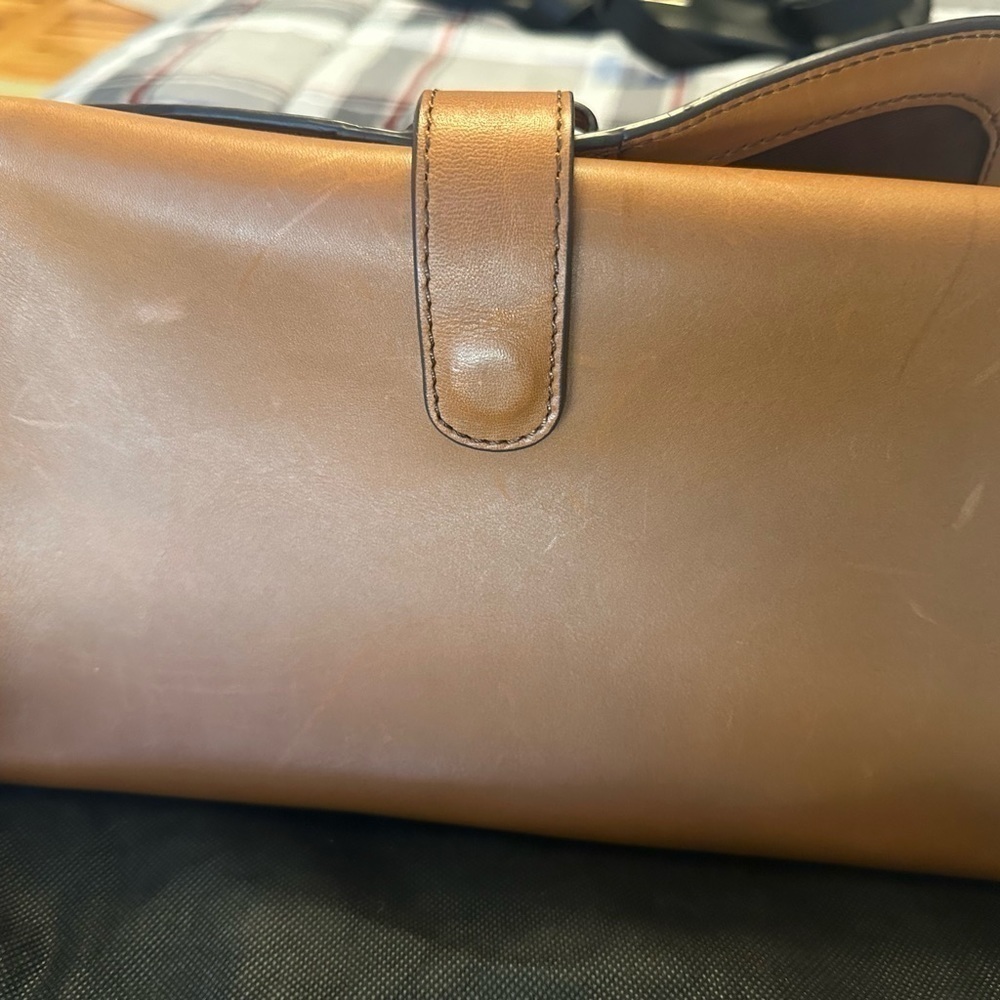 LL Bean Signature Tan Leather Shoulder Bag Braided Strap - Picture 6 of 6